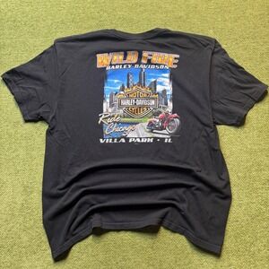 Harley-Davidson Y2K Flame  Chicago T-Shirt  IL Dealer Graphic Black 2XL